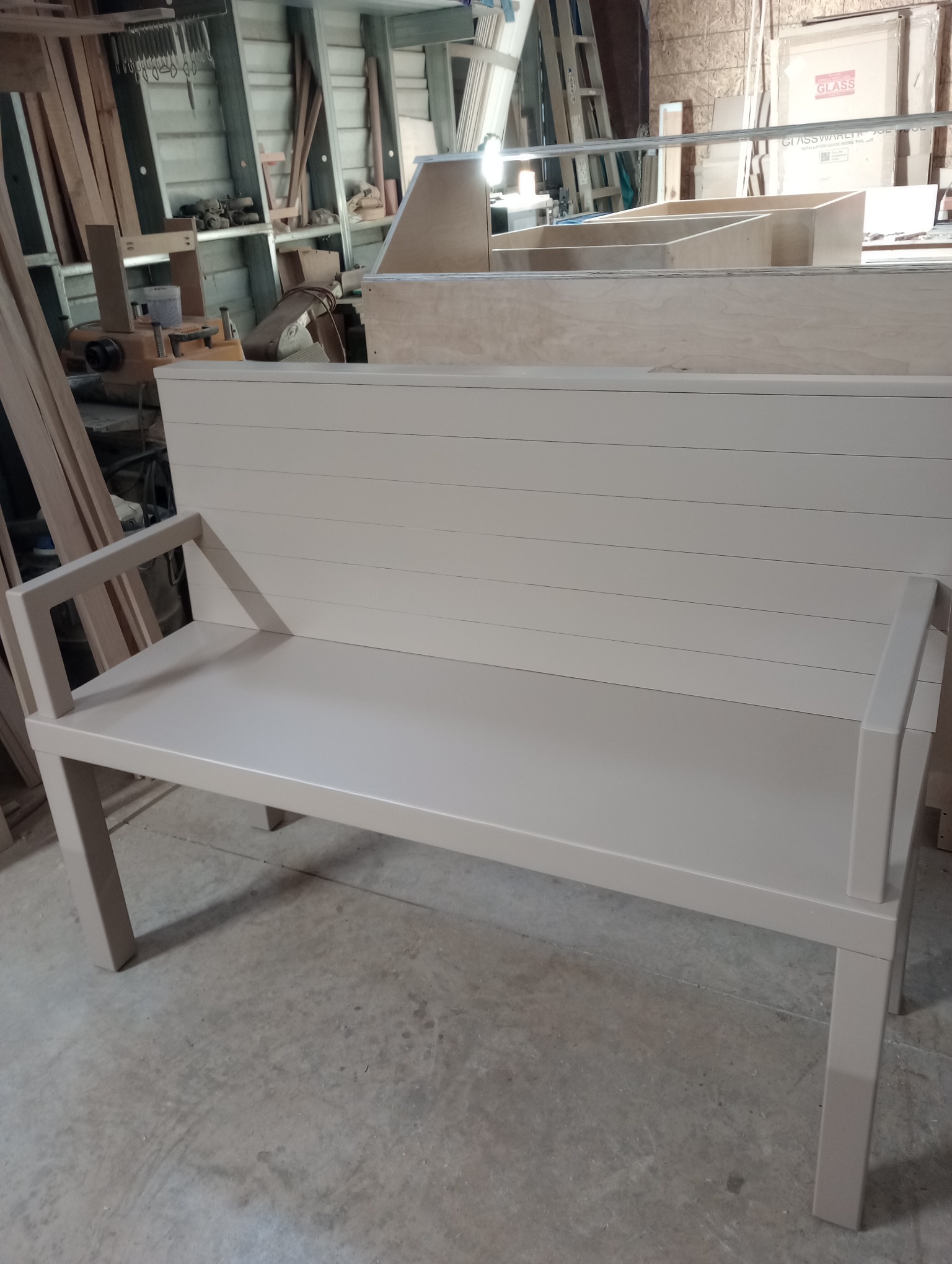 White painted bench