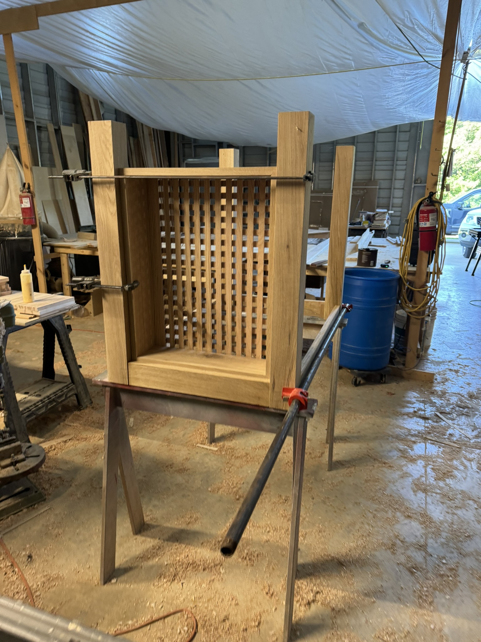 Cabinet carcasses in shop