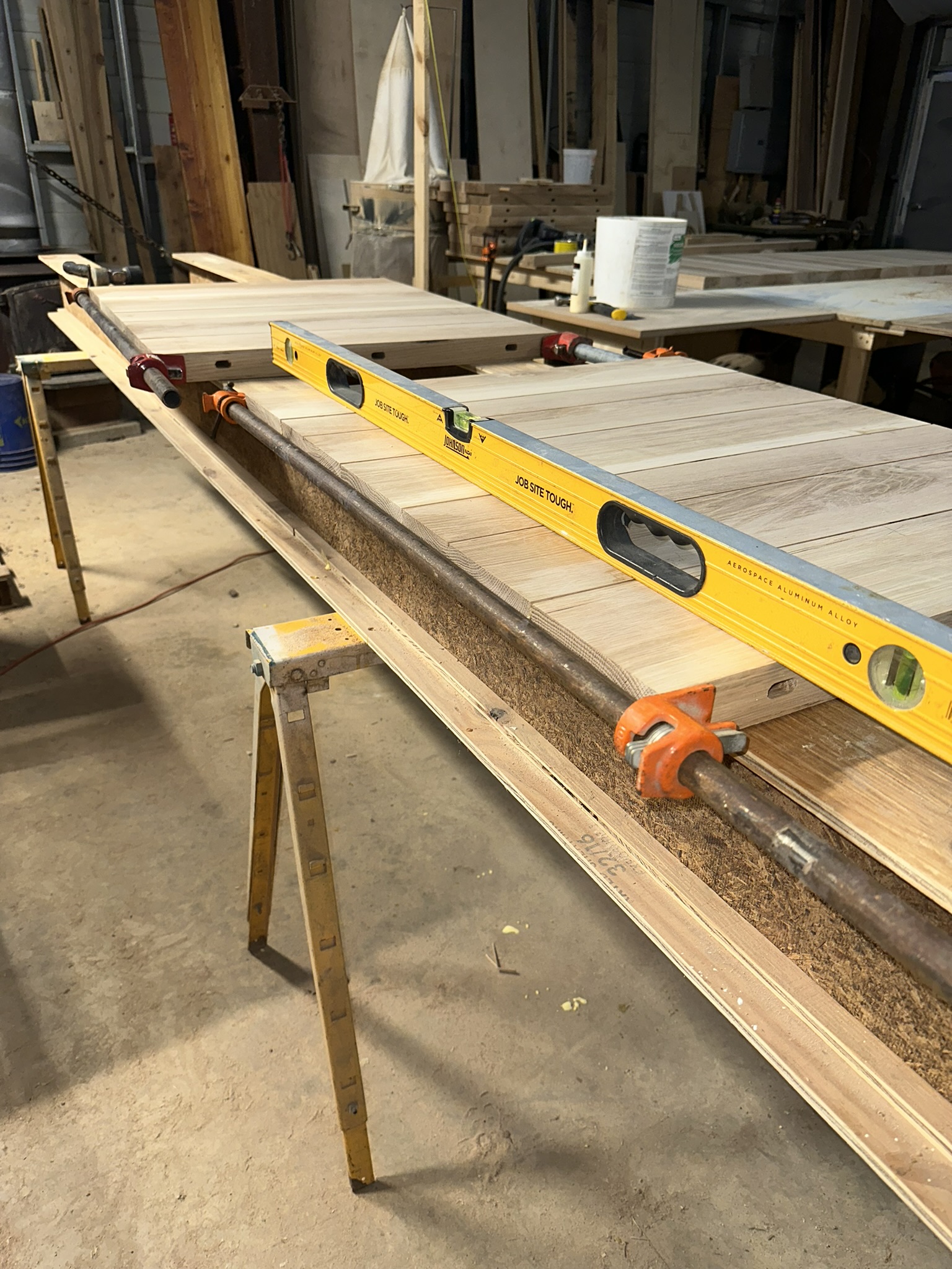 Solid wood countertop glue-up